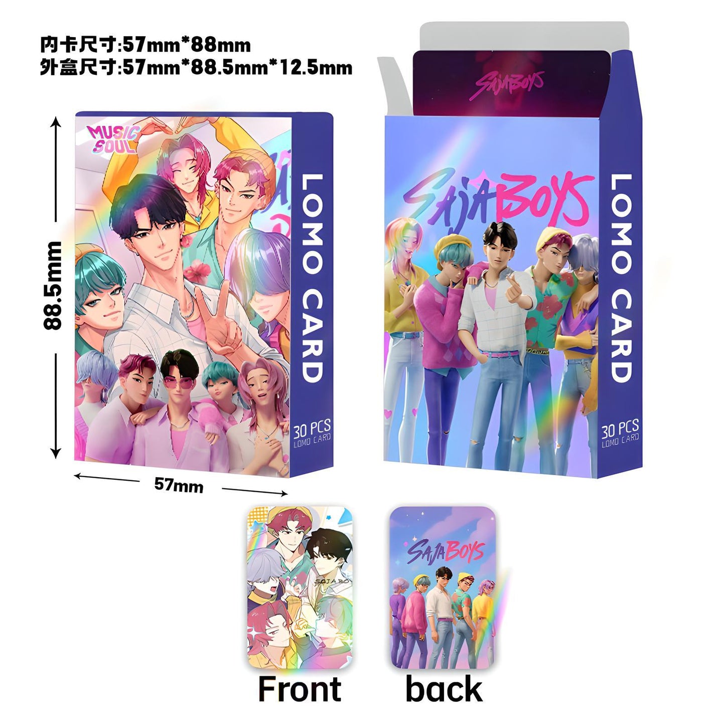 Demon Hunters- SAJA BOYS 30pcs K-Pop Holographic Lomo Cards - Double-Sided Laser Photocards