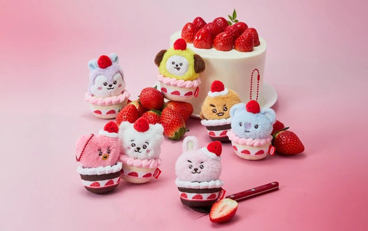 BTS BT21 “Strawberry Party” Merch – Choco Strawberry Tarte Plush Keyring