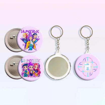 HUNTRIX Demon Hunter Group Cartoon Tinplate Badge Mirror Keychain Pendant Periphery