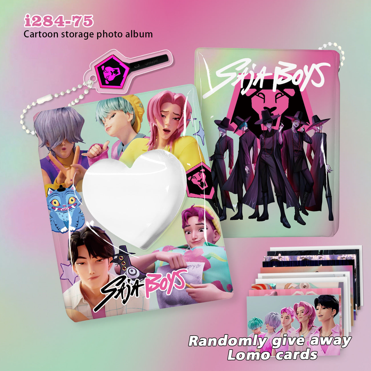Cartoon Witch Hunters - K-Pop Style Group Card Album - 20 Pages (40 Slots) with Acrylic Pendant