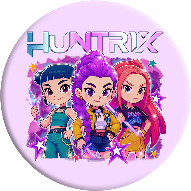 HUNTRIX Demon Hunter Group Cartoon Tinplate Badge Mirror Keychain Pendant Periphery